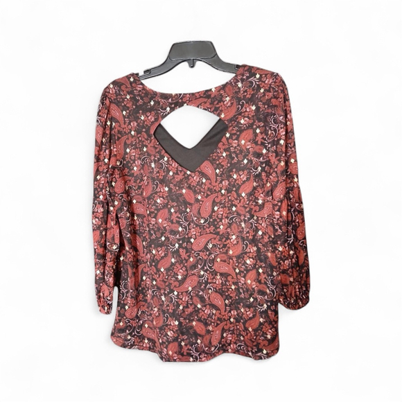 Women's Sara Michelle Paisley Floral Cutout Blouse Size L (39JC) - Picture 2 of 8